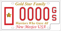Gold Star Family sample license plate