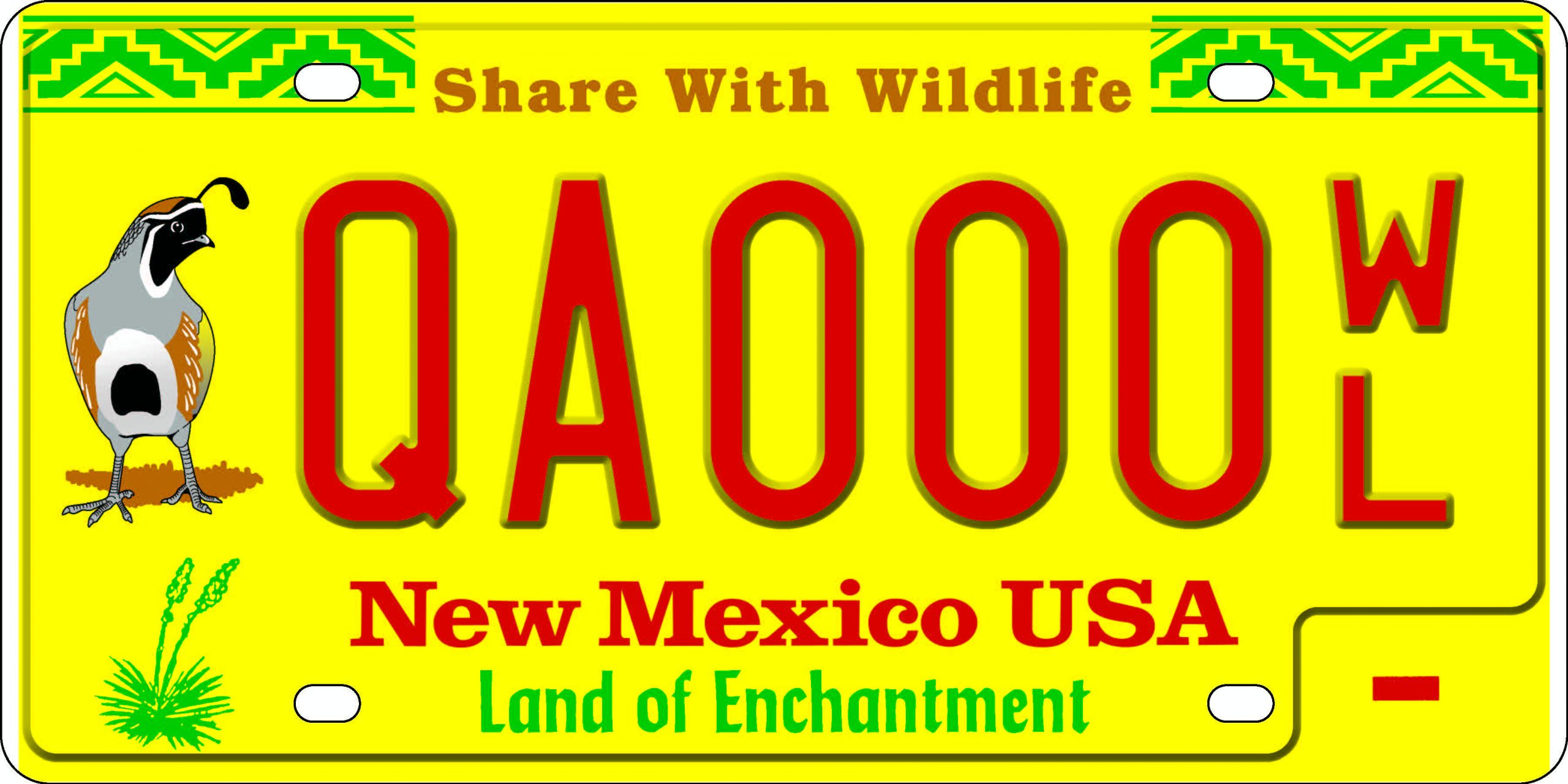 Game & Fish Quail Yellow Wildlife Artwork sample license plate